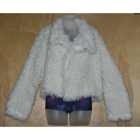 Eyeshadow Womens White Cardigan Fuzzy Open Front Sweater Size M - Picture 1 of 8